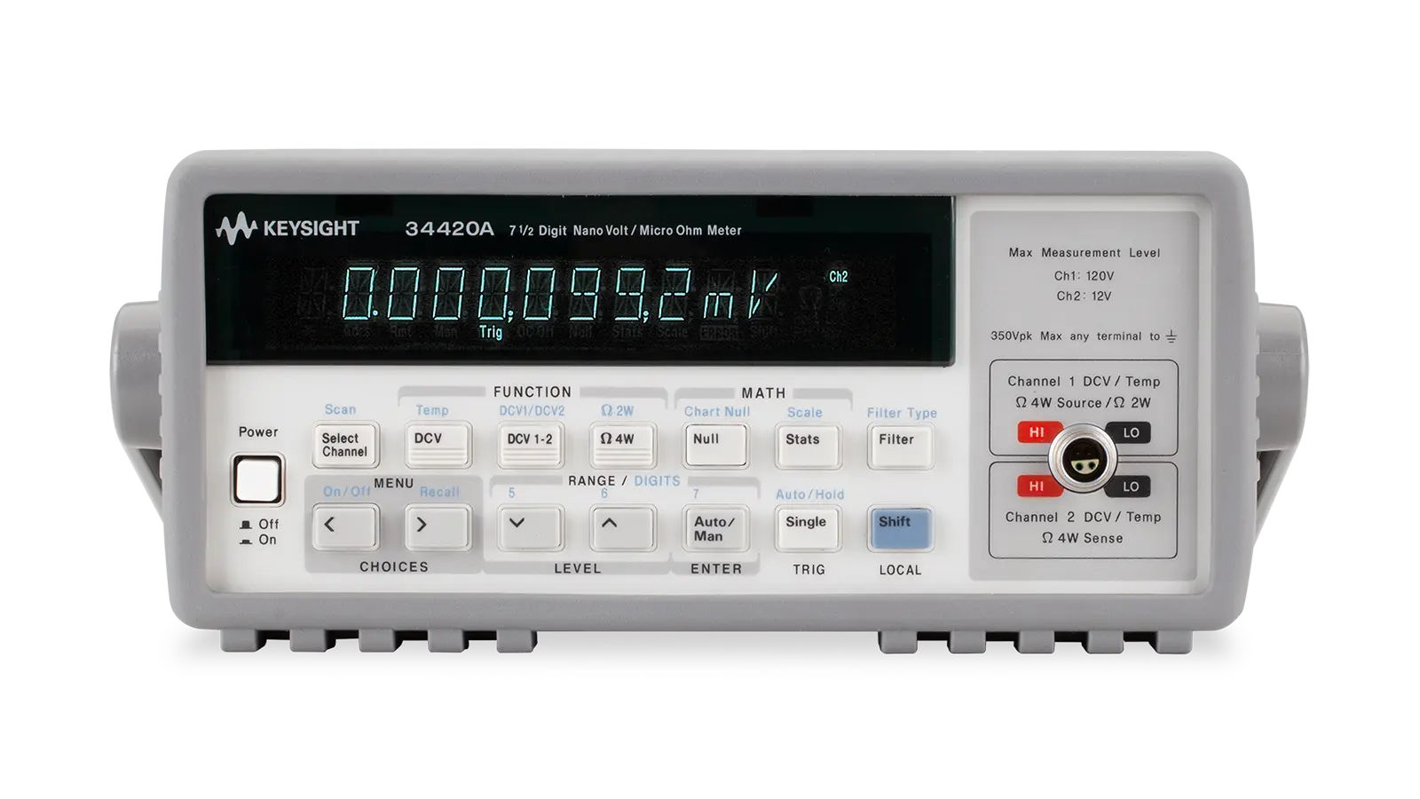 Keysight 34420A front panel and controls
