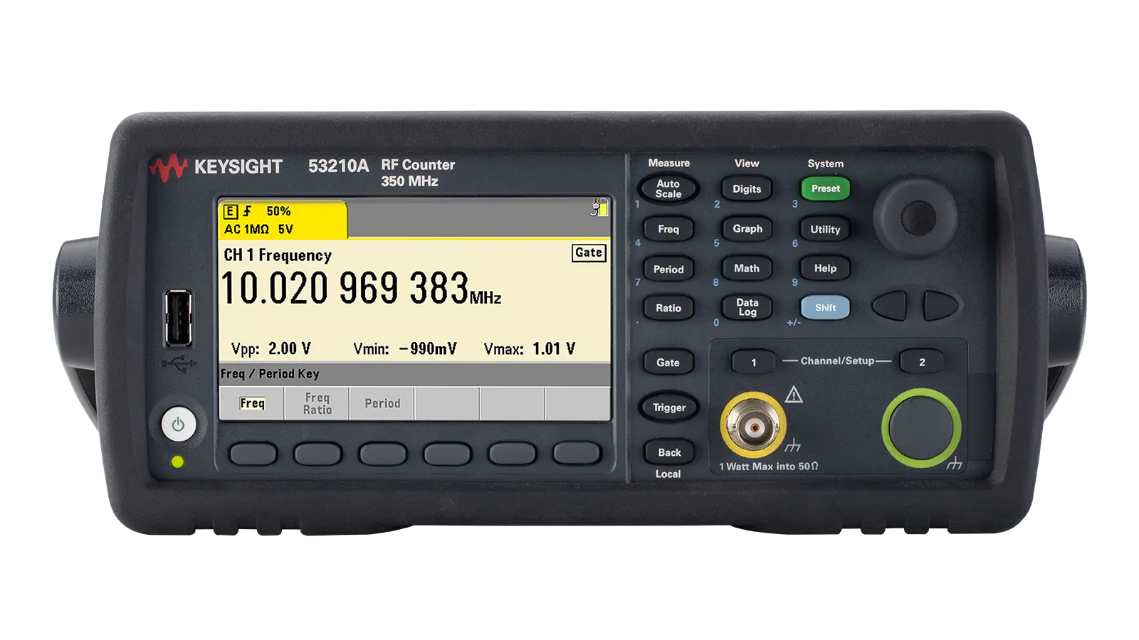 Keysight 53210A front panel and controls