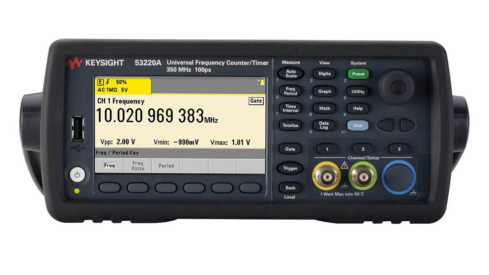 Keysight 53220A front panel and controls