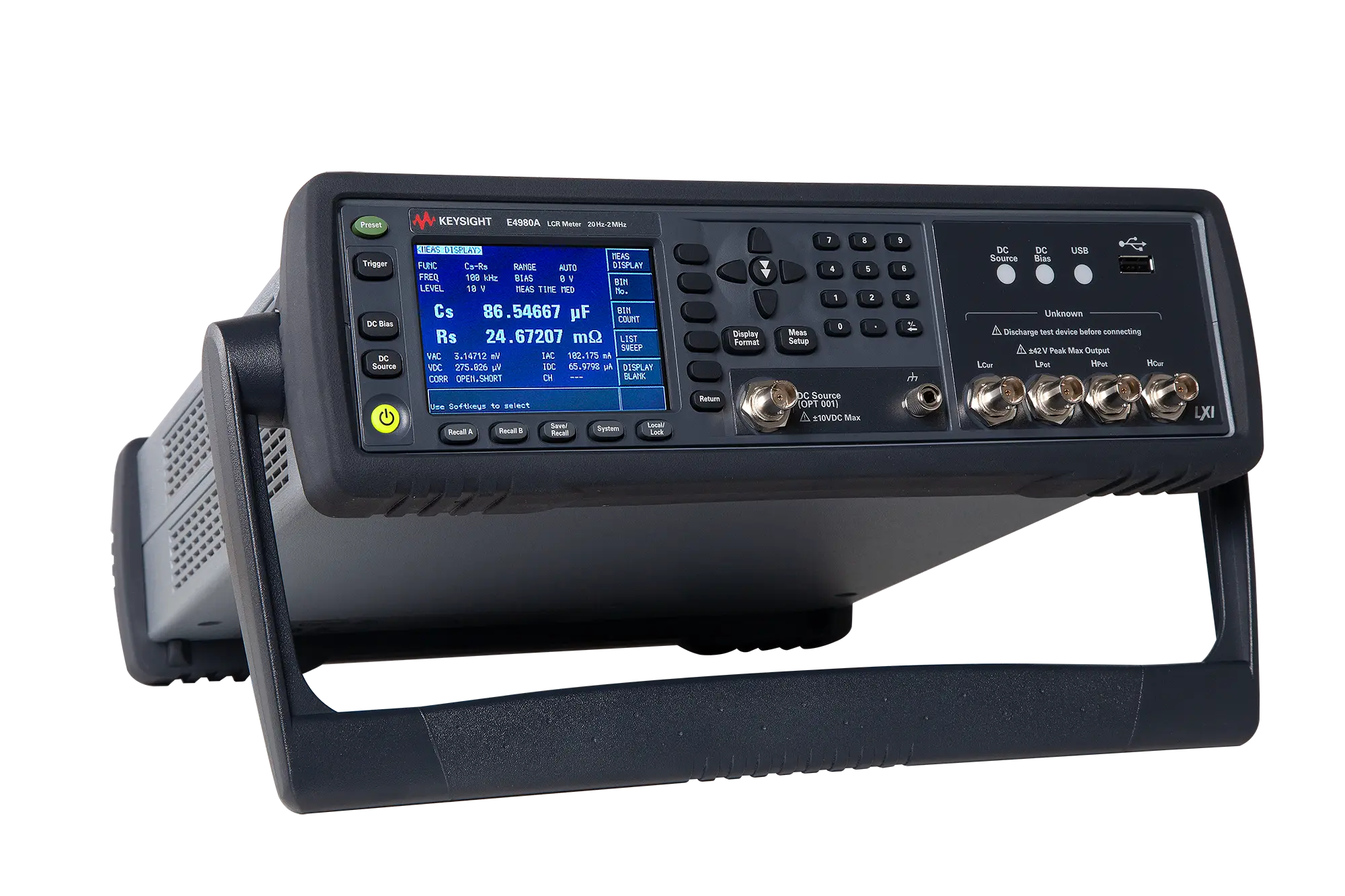 Keysight E4980A front panel and controls