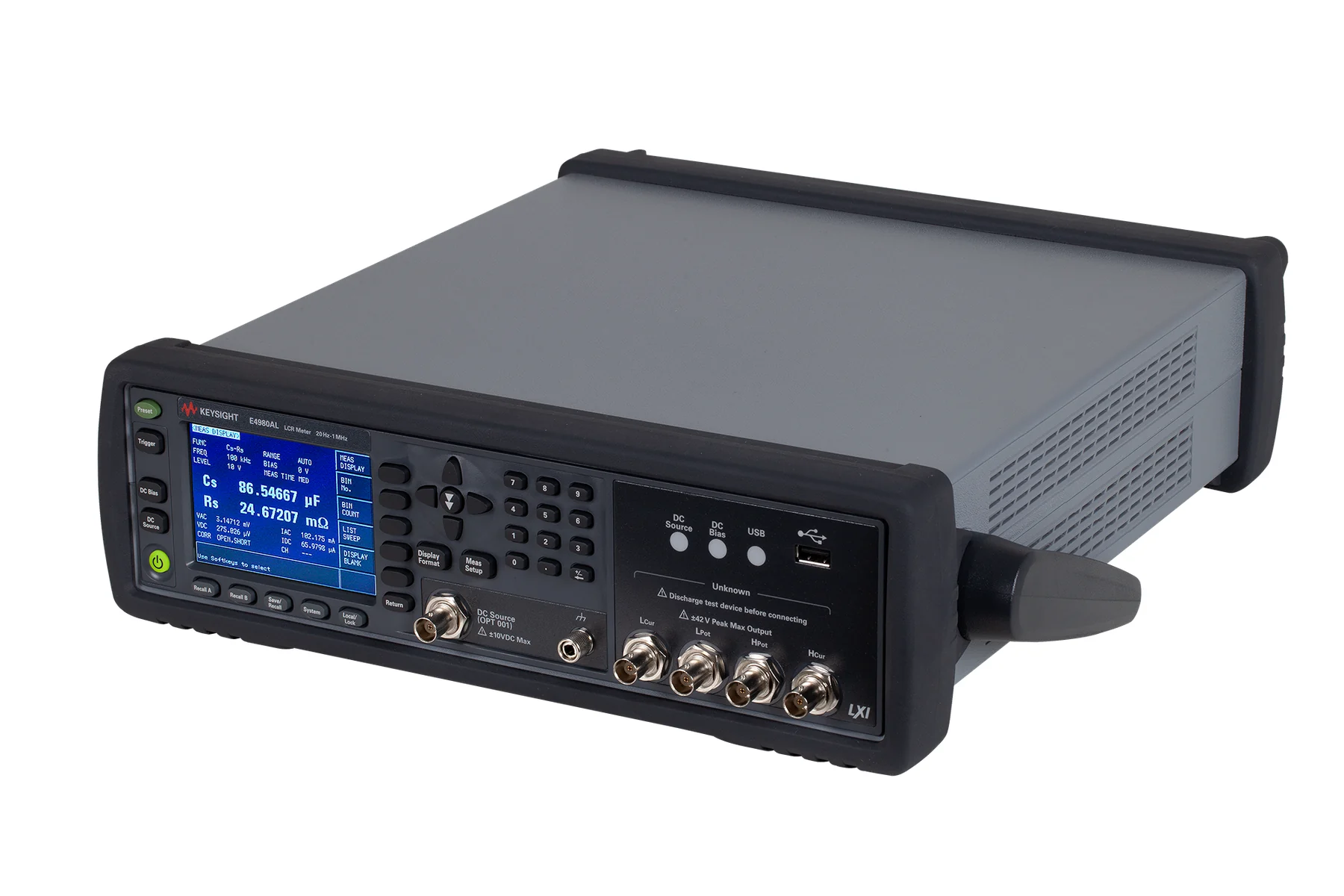 Keysight E4980AL front panel and controls