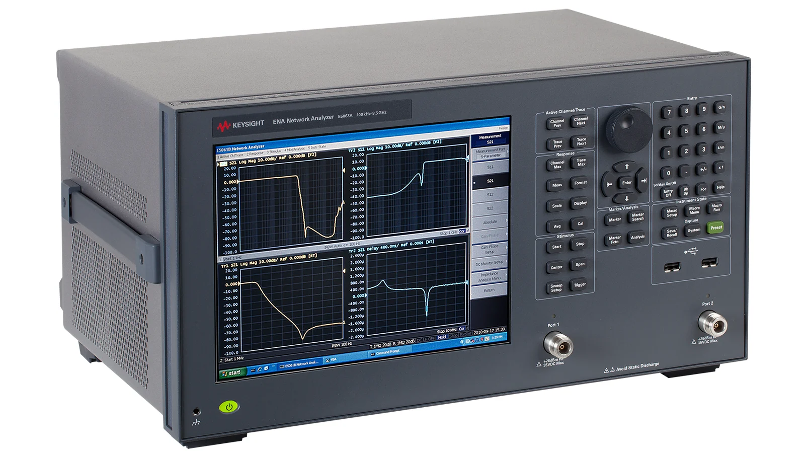 Keysight E5063A front panel and controls
