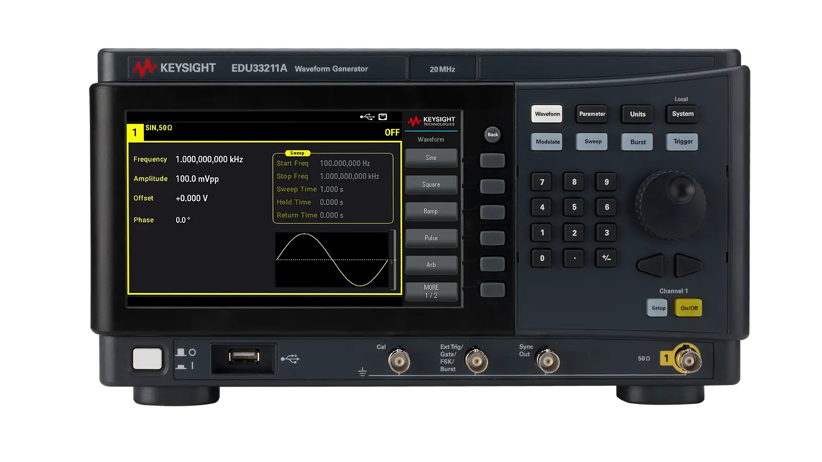 Keysight EDU33211A front panel and controls