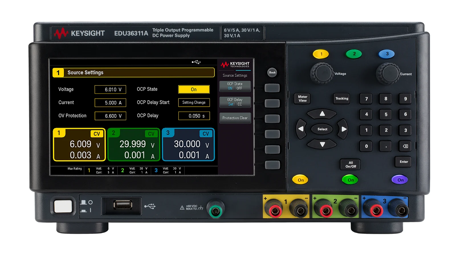 Keysight EDU36311A front panel and controls