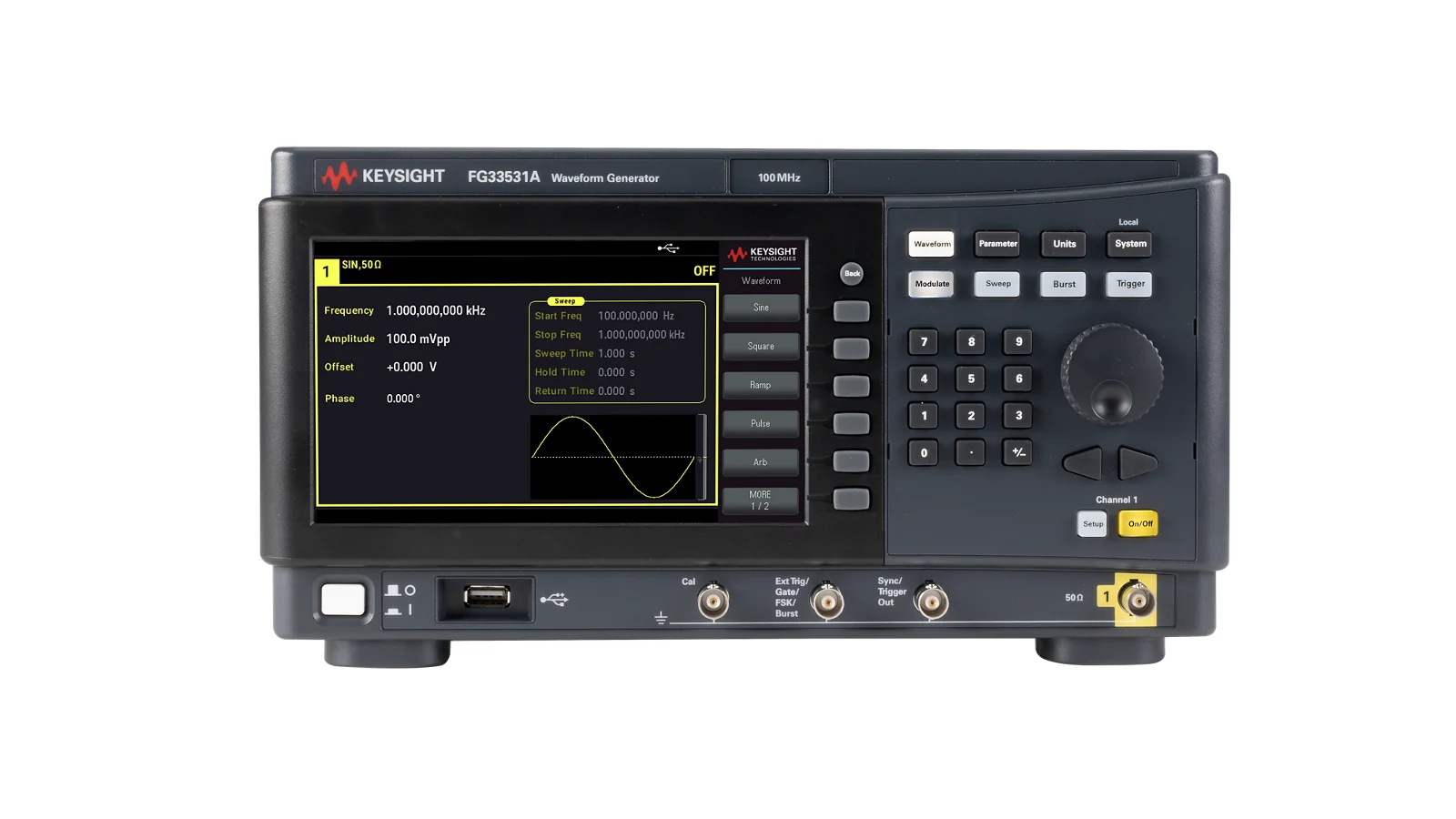 Keysight FG33531A front panel and controls