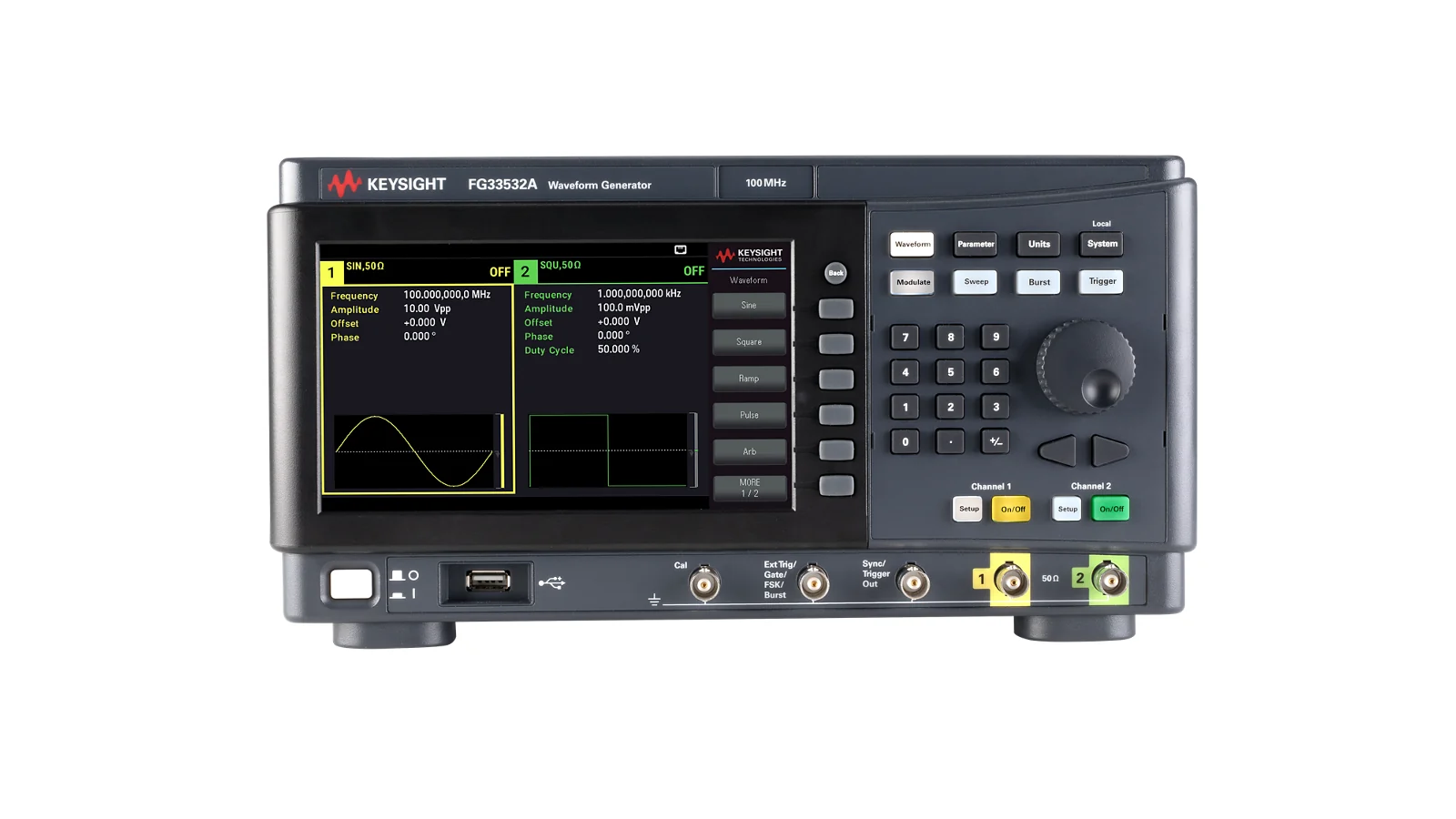 Keysight FG33532A front panel and controls