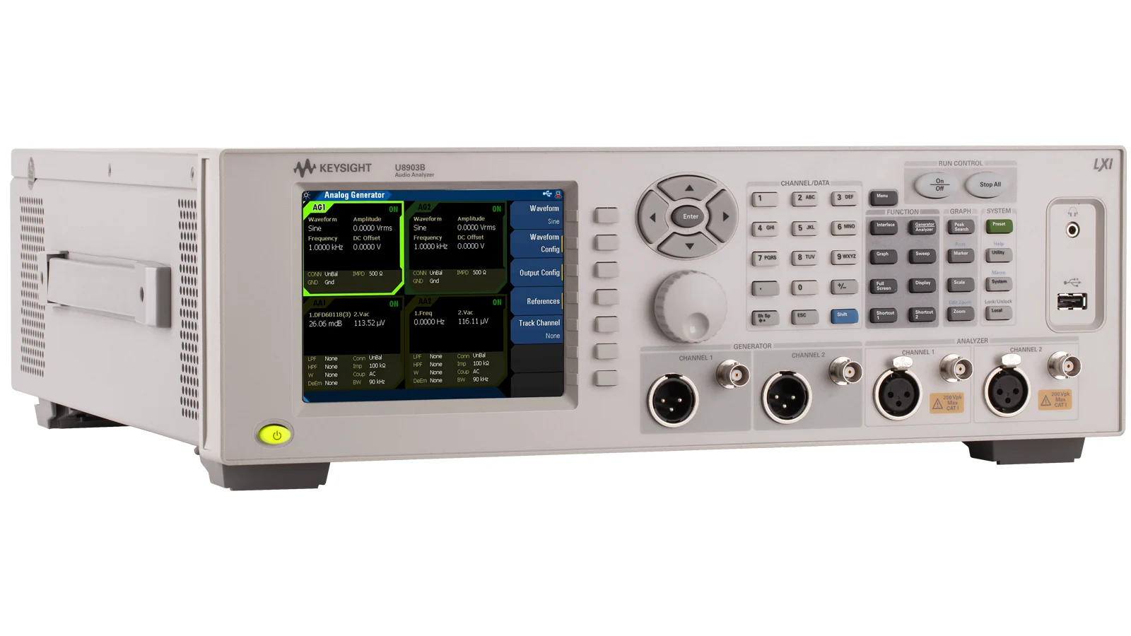 Keysight U8903B front panel and controls